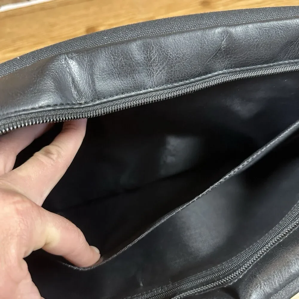 Ben‎ Sherman Faux Leather Messenger Bag Laptop Bag Black 16x12”